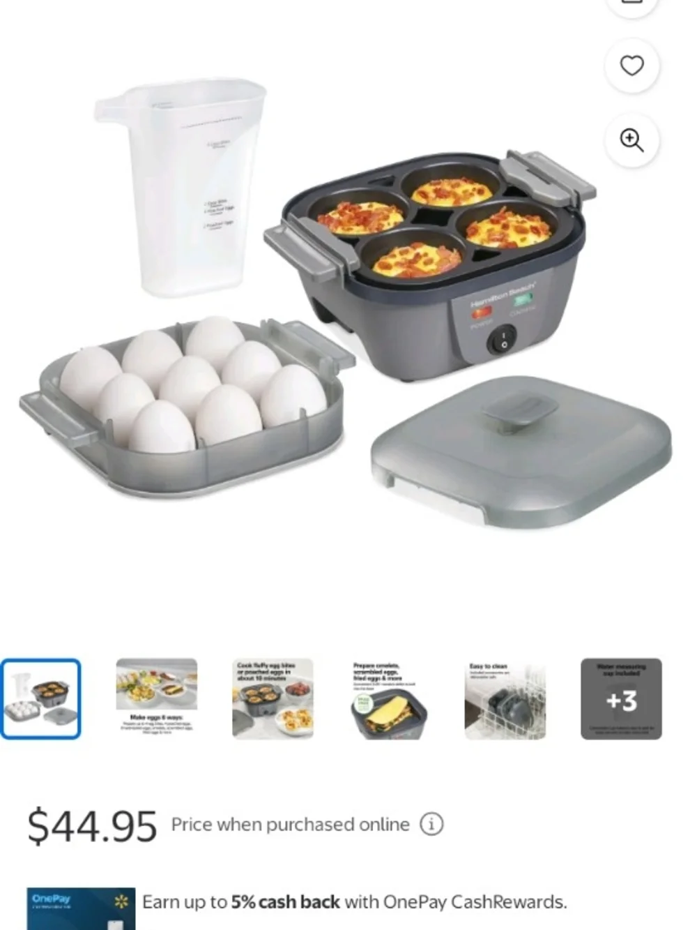 Hamilton Beach Gray Electric Egg Cooker with Indicator Lights